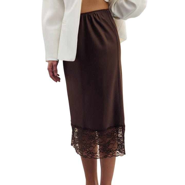 Damen eleganter Satin-Rock mit floralen Spitzenakzenten Echo Archiv