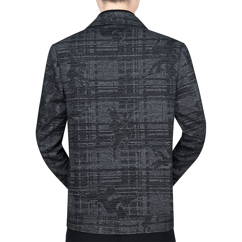 Herren Kurzjacke im strukturierten Weblook mit Hemdkragen und Knopfleiste – Taviero