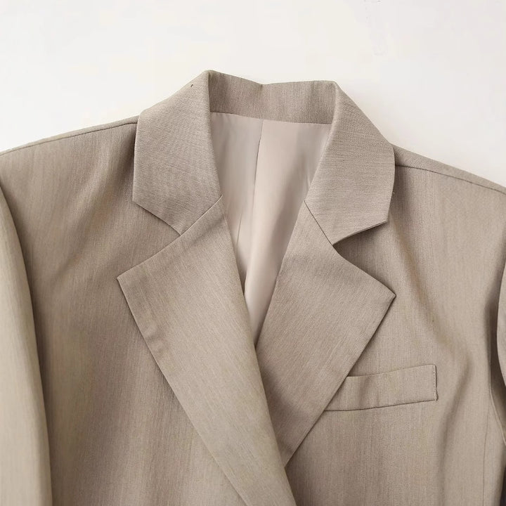 Damen taillierter Doppelreiher-Blazer mit fallendem Revers, innen gefüttert und schmaler Silhouette – Valéne