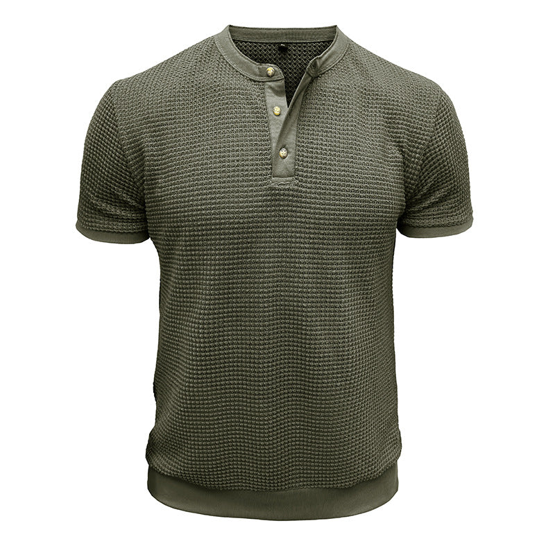 Herren Kurzarm-Henley-Shirt mit strukturiertem Design und edler Knopfleiste Echoarchiv