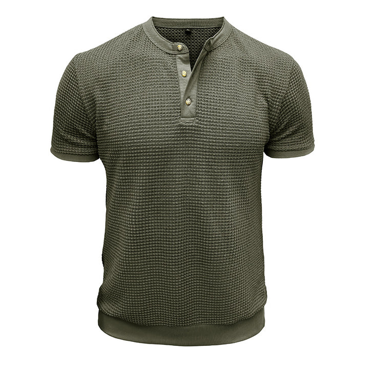 Herren Kurzarm-Henley-Shirt mit strukturiertem Design und edler Knopfleiste Echoarchiv