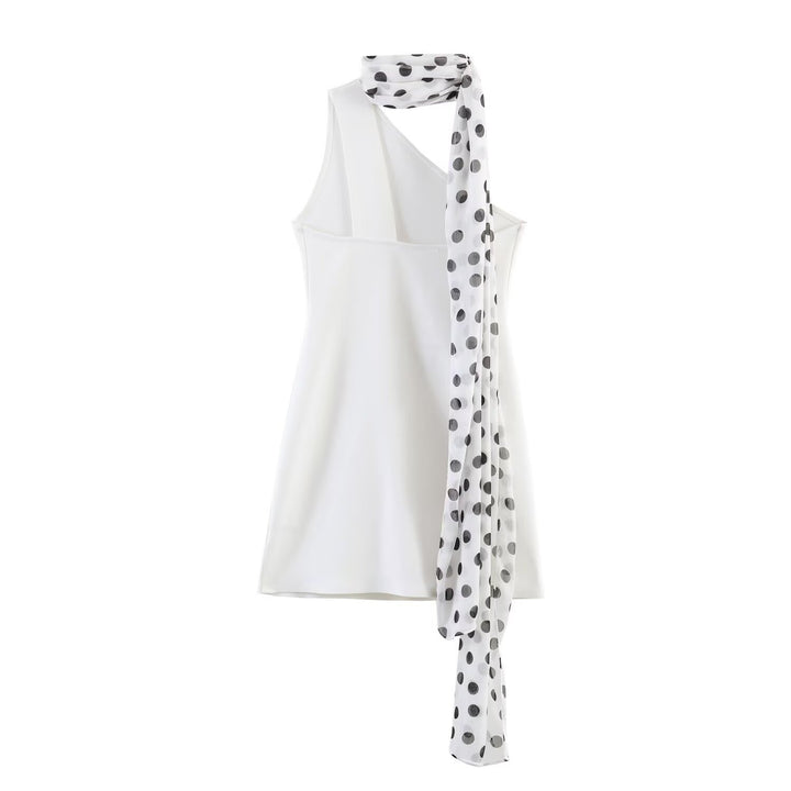 Damen Hängerkleid mit asymmetrischem Ausschnitt und stilvollem Punkteschal Echo Archiv