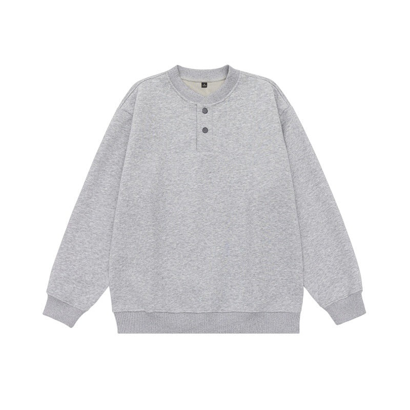 Unisex Weit geschnittenes Sweatshirt mit Halbknopfleiste und gerippten Bündchen Echoarchiv