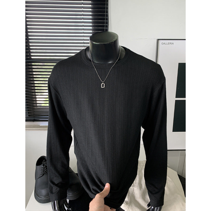 Herren Geripptes Langarmshirt aus Feinstrick mit Rundhalsausschnitt Echo Archiv