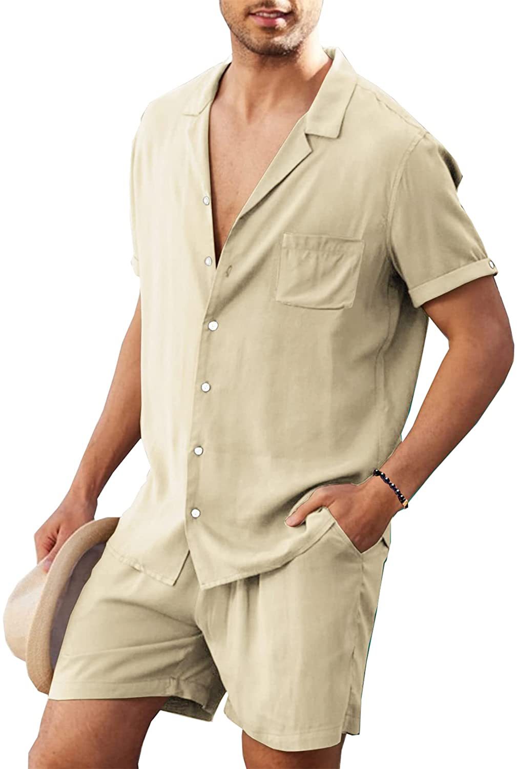 Herren Lässiges Kurzarm-Hemd und Shorts Set Echoarchiv