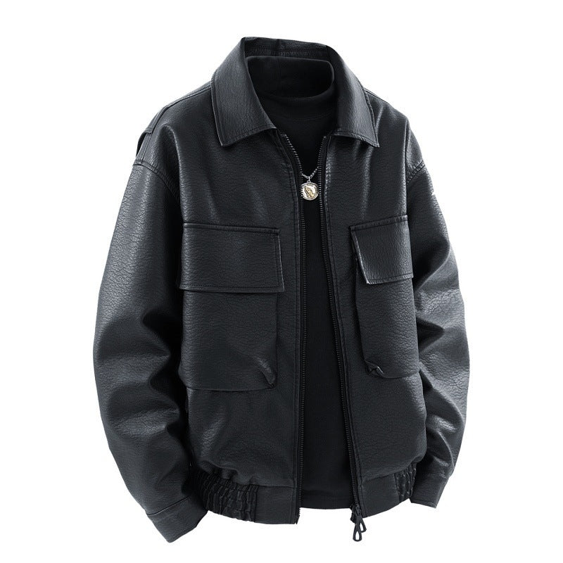Herren Coole Kunstlederjacke mit praktischen Taschen Echo Archiv