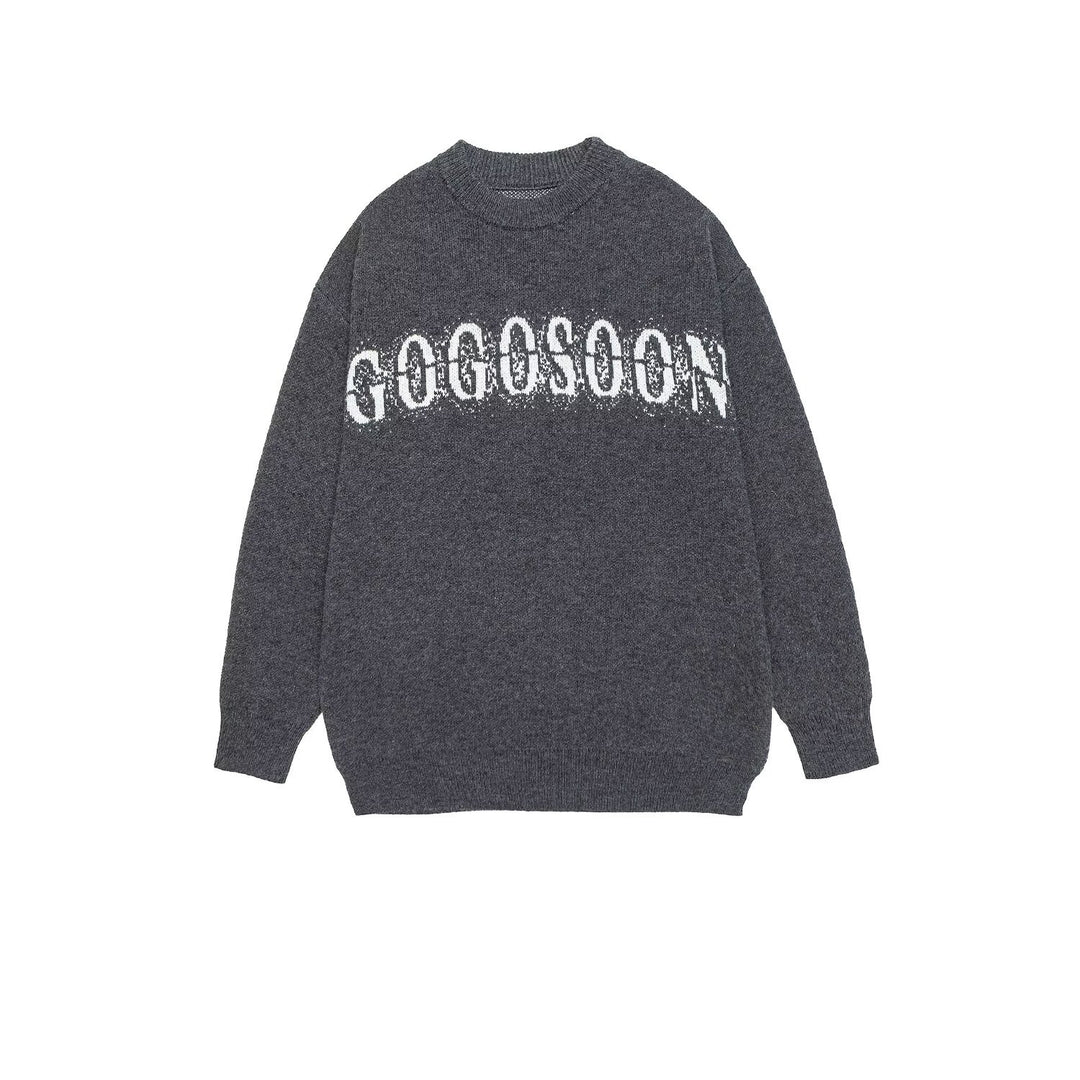 Damen Oversized Strickpullover mit Schriftzug Echoarchiv
