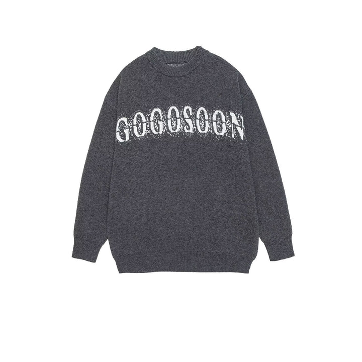 Damen Oversized Strickpullover mit Schriftzug Echoarchiv