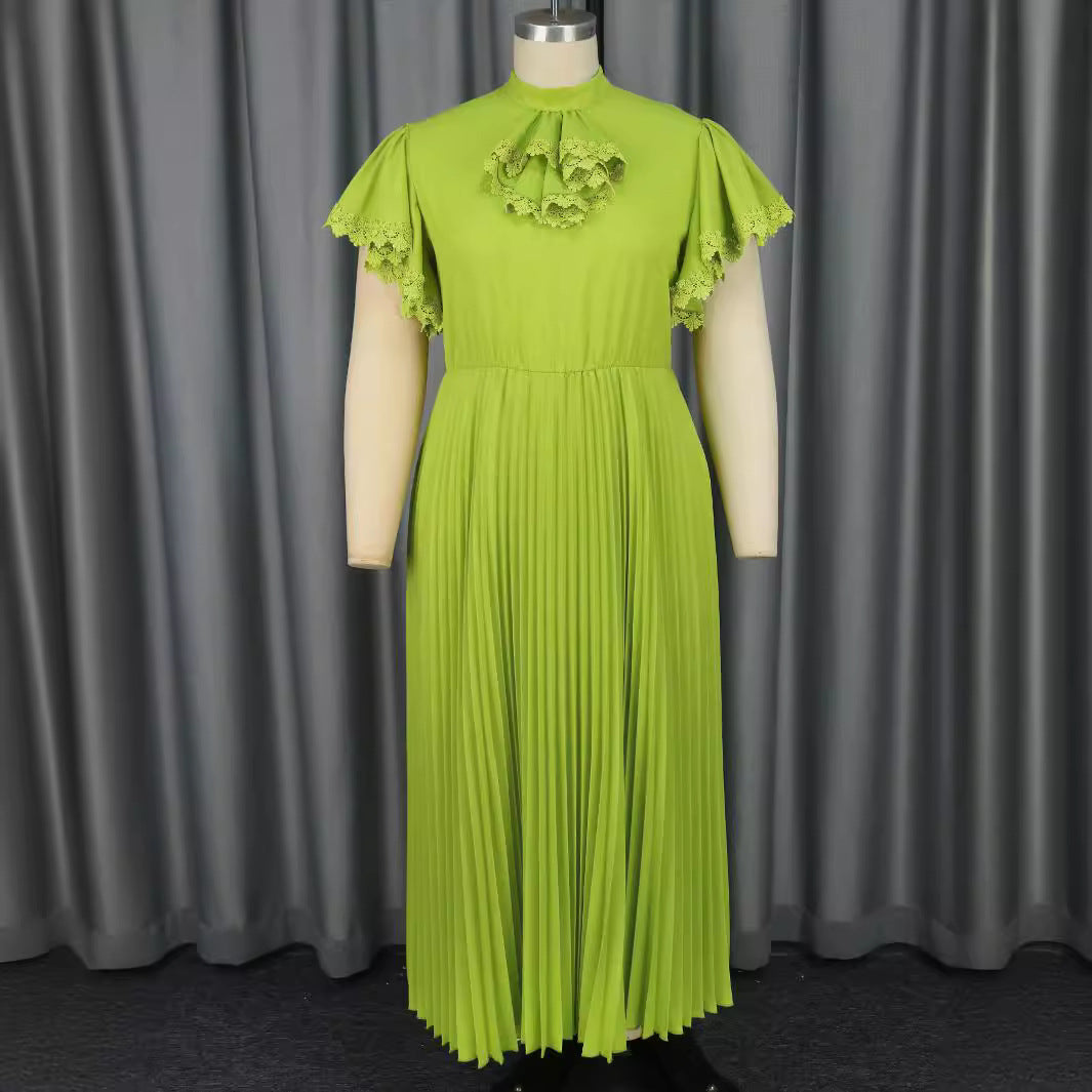 Damen Elegantes Maxi-Kleid mit Plisseefalten und Rüschendetails Echo Archiv