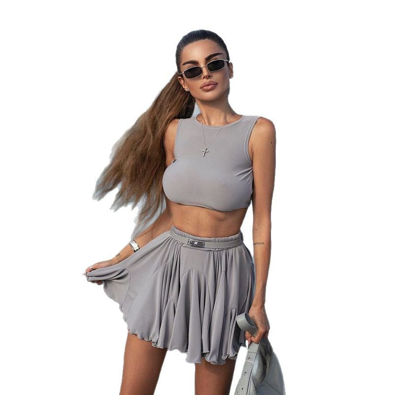Damen Sportliches Crop-Top und Mini-Rock Set Echo Archiv