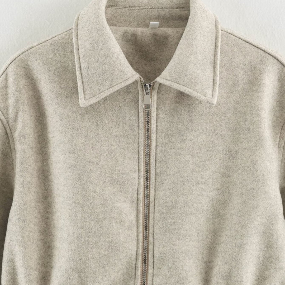 Damen Kurzjacke aus Wollmix mit Tunnelzug‑Taillierung und aufgesetzten Taschen Echoarchiv