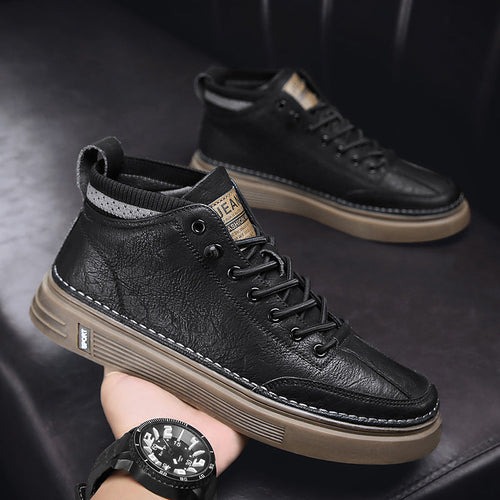 Damen Hohe Sneakers aus echtem Leder mit robustem Profil und dämpfender Sohle Echo Archiv