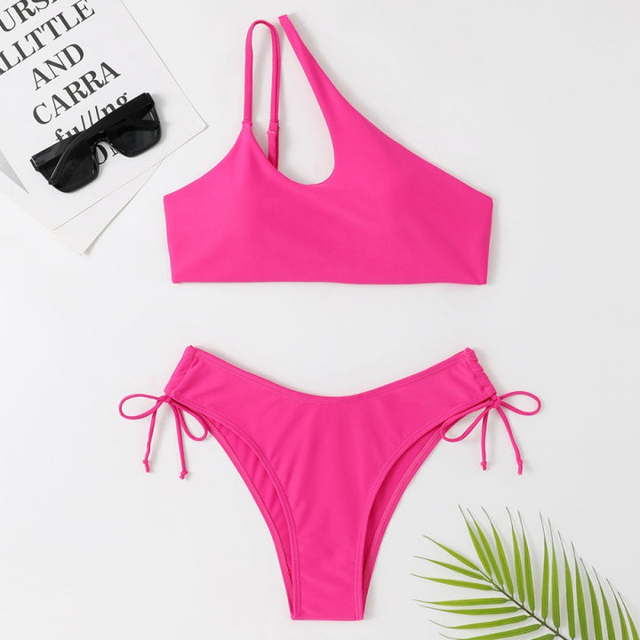 Damen Sportlicher Bikini mit asymmetrischem Oberteil und verstellbaren Trägern Echo Archiv