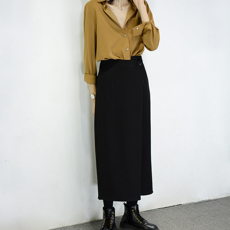 Damen Taillenhoher Wickel-Maxirock mit seitlichem Knopfdetail und geradem Fall Echo Archiv