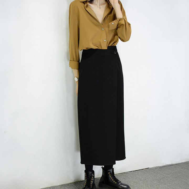 Damen Taillenhoher Wickel-Maxirock mit seitlichem Knopfdetail und geradem Fall Echo Archiv