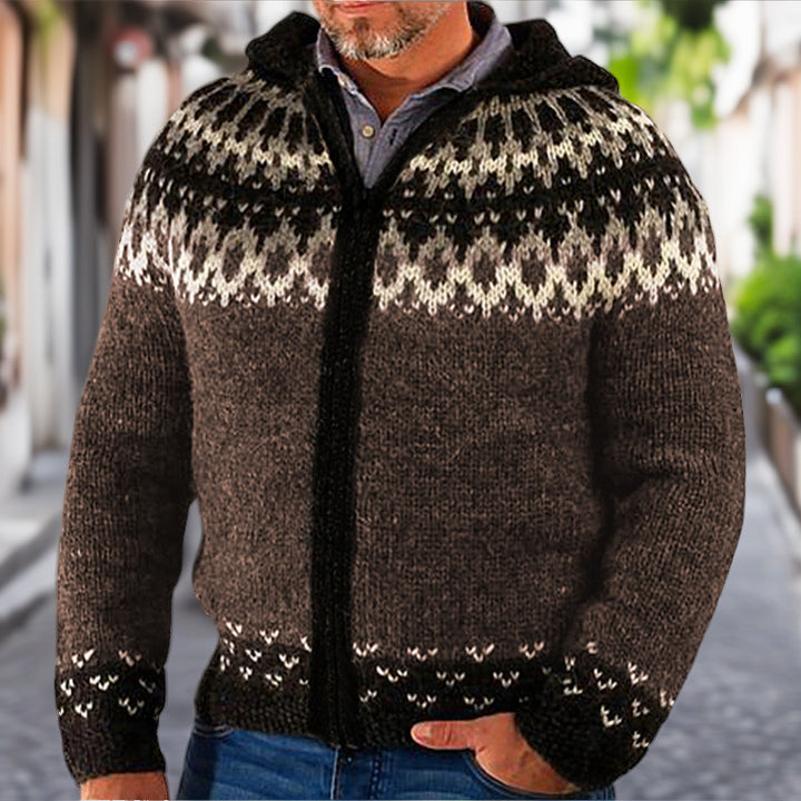 Herren Strickjacke mit traditionellem Norweger-Muster und praktischen Reißverschluss Echoarchiv