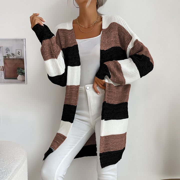 Damen Lässiger Strickmantel mit Streifen Echo Archiv
