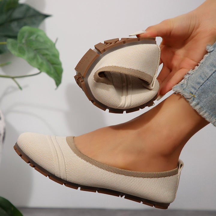 Damen  atmungsaktive Strick‑Ballerina mit ergonomischem Memory‑Fußbett und rutschfester Flexsohle Echo Archiv