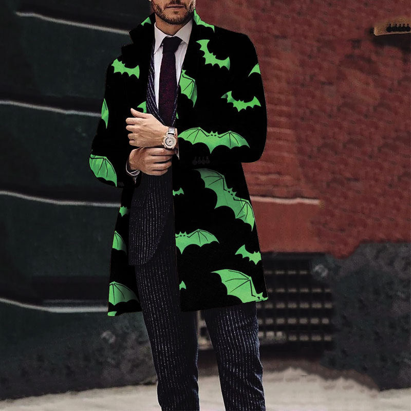 Herren Eleganter Trenchcoat mit Halloween-Motiv und klassischem Schnitt Echoarchiv