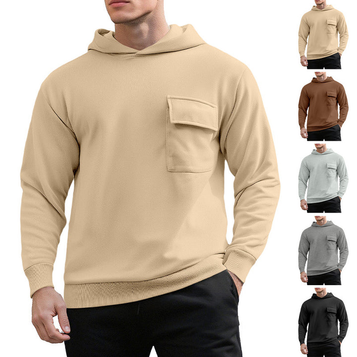 Herren bequemer Kapuzenpullover mit praktischer Brusttasche Echoarchiv
