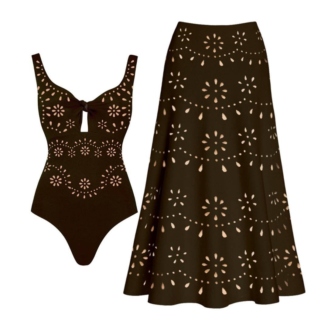Damen Badeanzug und Rock-Set mit floralem Cut-Out Design Echo Archiv