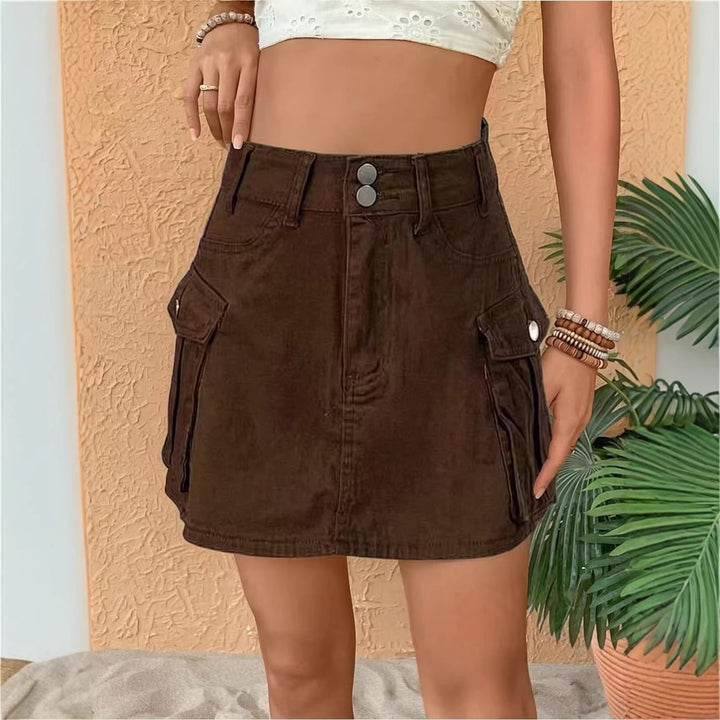 Damen Denim-Minirock mit aufgesetzten Taschen und modernen Details Echo Archiv
