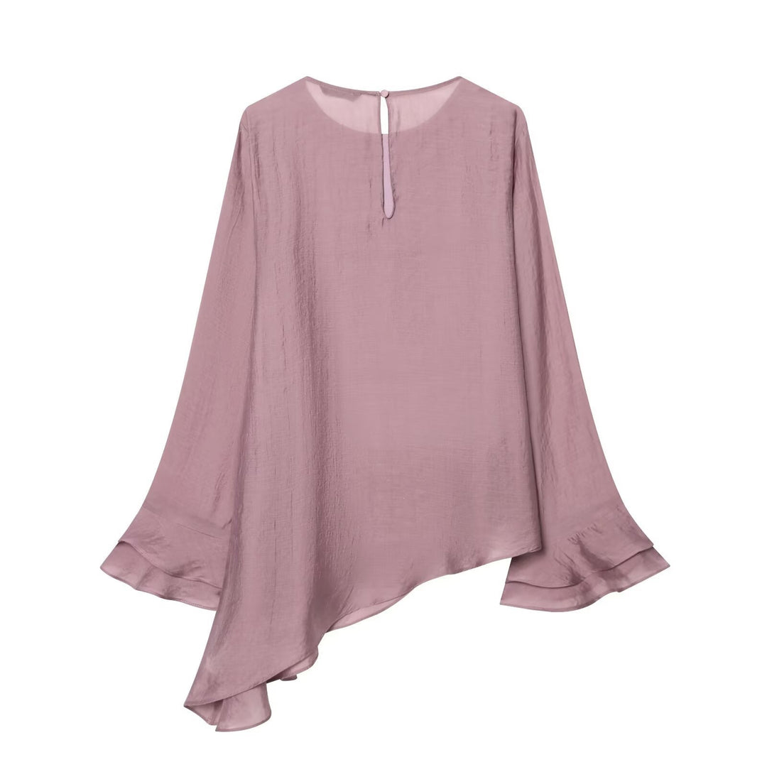 Damen asymmetrische Bluse mit Rüschendetails und elegantem Fall Echo Archiv