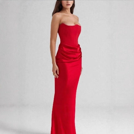 Damen Maxikleid mit Raffungen und elegantem Bustier-Ausschnitt Echo Archiv
