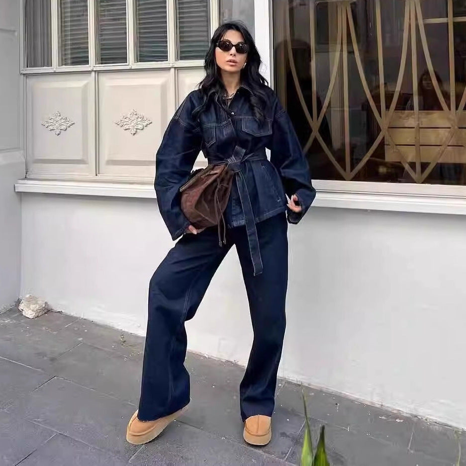 Damen nan hochgeschnittene, weit geschnittene Jeans mit geradem Bein und Fünf-Taschen-Details Echo Archiv
