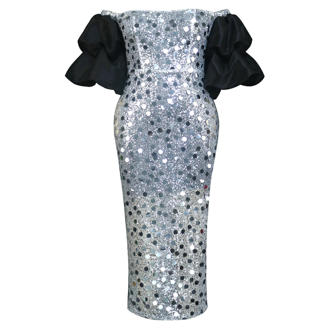 Damen Glitzerndes Abendkleid mit voluminösen Puffärmeln – Élara
