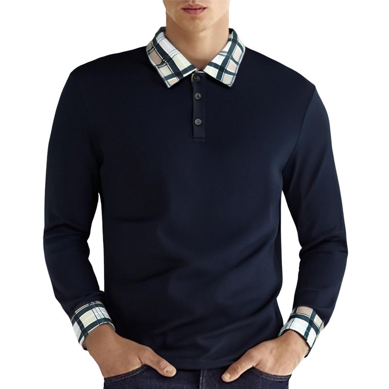 Herren Langarm Poloshirt mit gestreiftem Kragen Echoarchiv