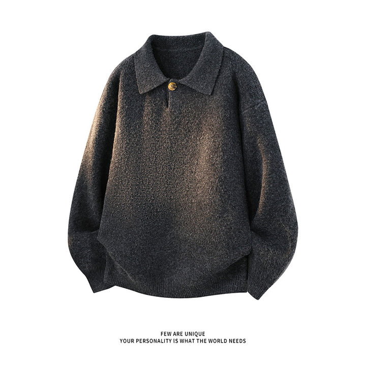 Damen Oversize-Strickpullover mit Polokragen und Ein-Knopf-Detail Echo Archiv