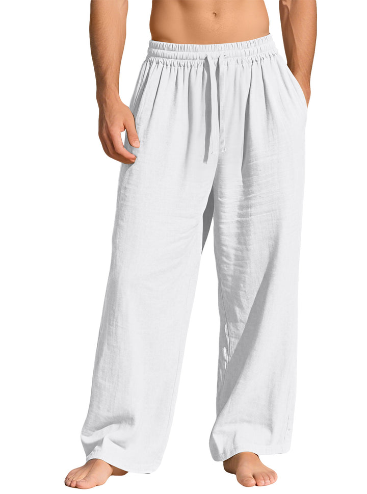 Herren nan leichte Leinen-Loungehose mit elastischem Bund und Seitentaschen Echo Archiv