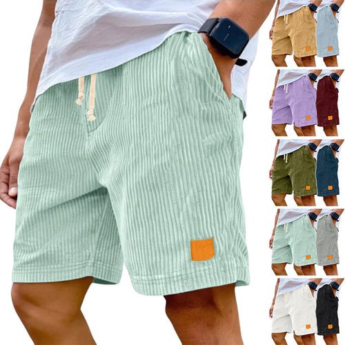 Herren nan Feincord-Shorts mit elastischem Tunnelzugbund, Kordelzug und tiefen Eingrifftaschen Echo Archiv