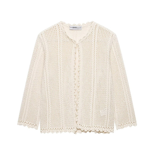 Damen Lockerer Häkelstrick-Cardigan mit feinem Lochmuster und Scallop-Saum Echo Archiv