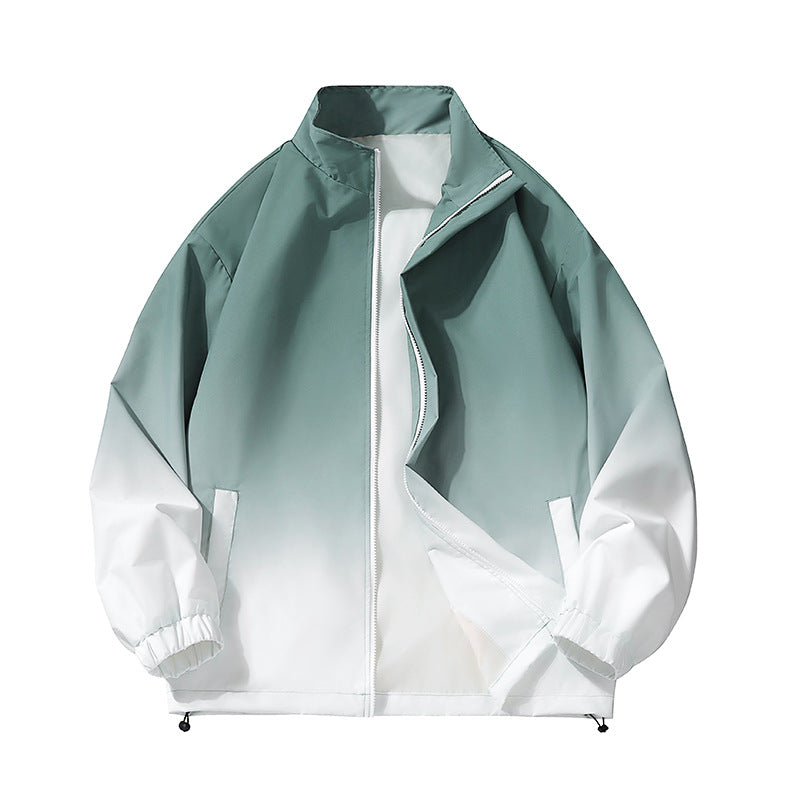 Herren leichte Farbverlauf Windbreakerjacke mit Stehkragen, durchgehendem Reißverschluss & Kordelzugsaum Echoarchiv