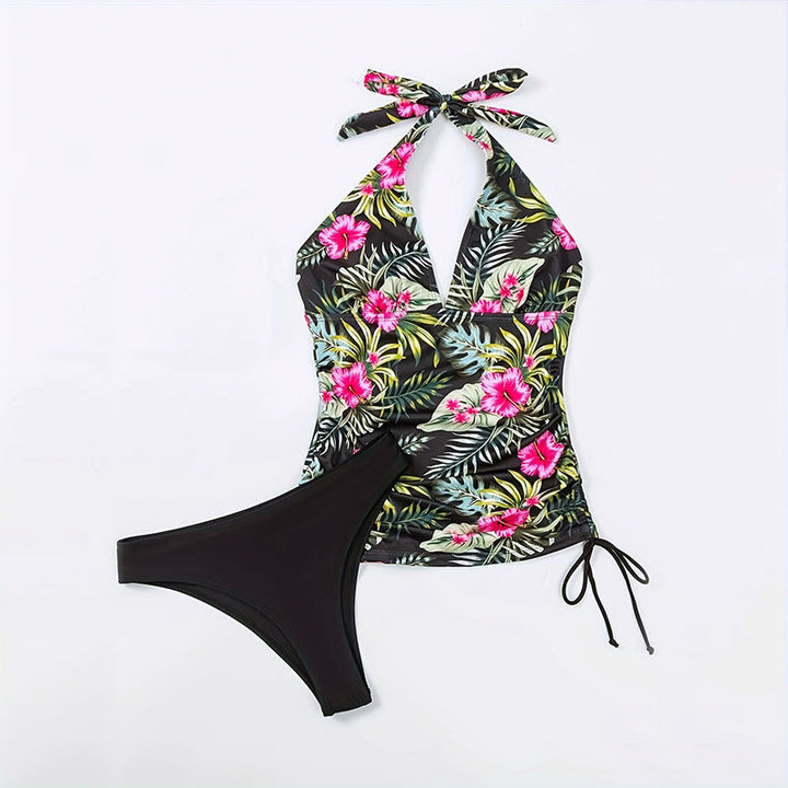 Damen Tankini mit floralem Oberteil und hohem Bund Echo Archiv