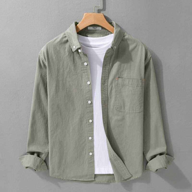Herren Leichtes Baumwoll-Overshirt im Hemdjacken-Stil mit Brusttasche und Button-Down-Kragen Echoarchiv