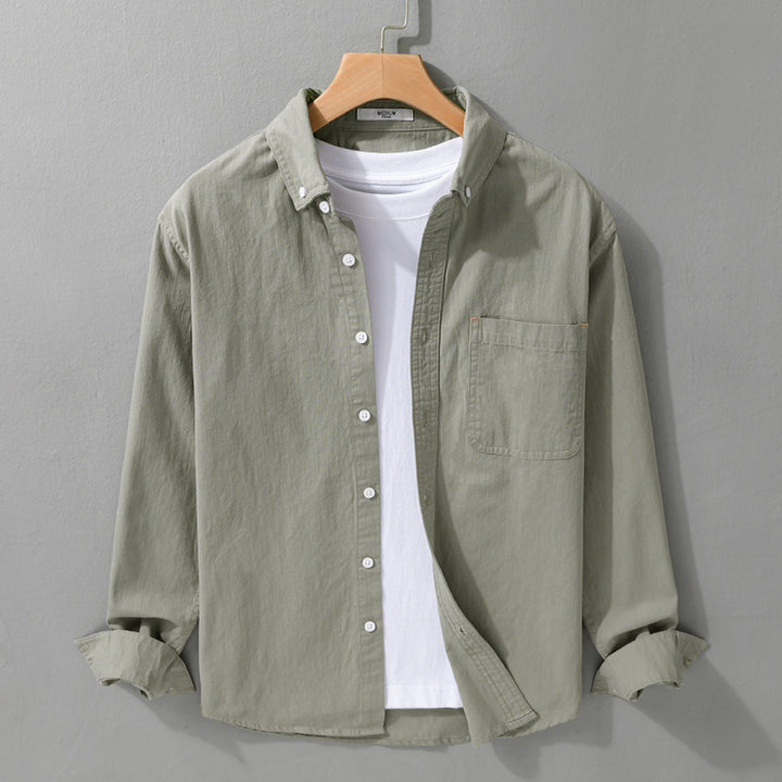 Herren Leichtes Baumwoll-Overshirt im Hemdjacken-Stil mit Brusttasche und Button-Down-Kragen Echoarchiv
