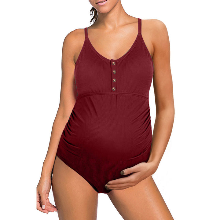 Damen Umstands-Badeanzug mit Knopfdetails Echoarchiv