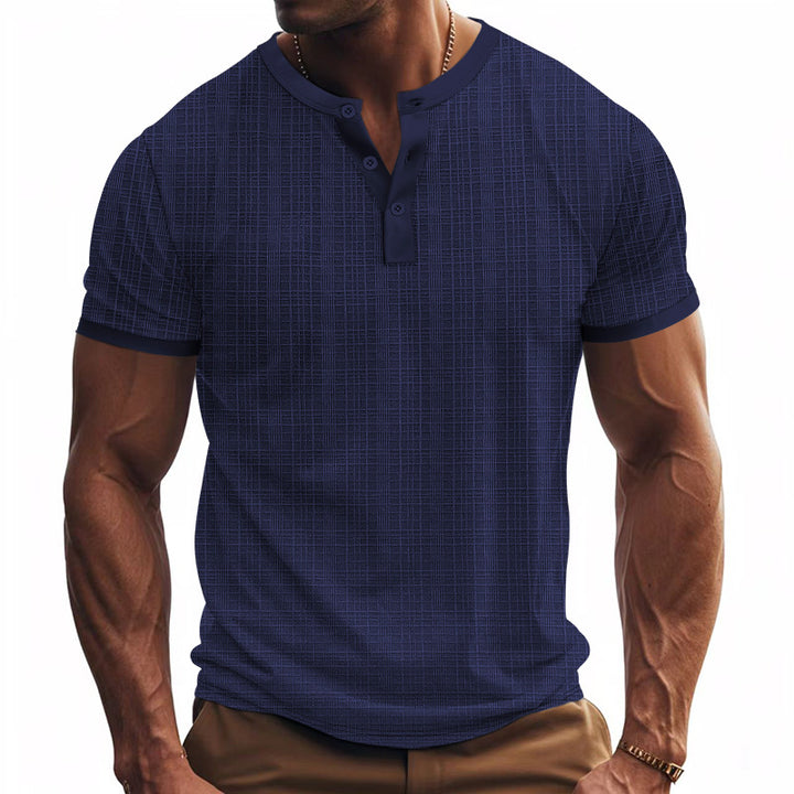 Herren modisches Kurzarm-Henley-Shirt mit strukturiertem Design Echoarchiv