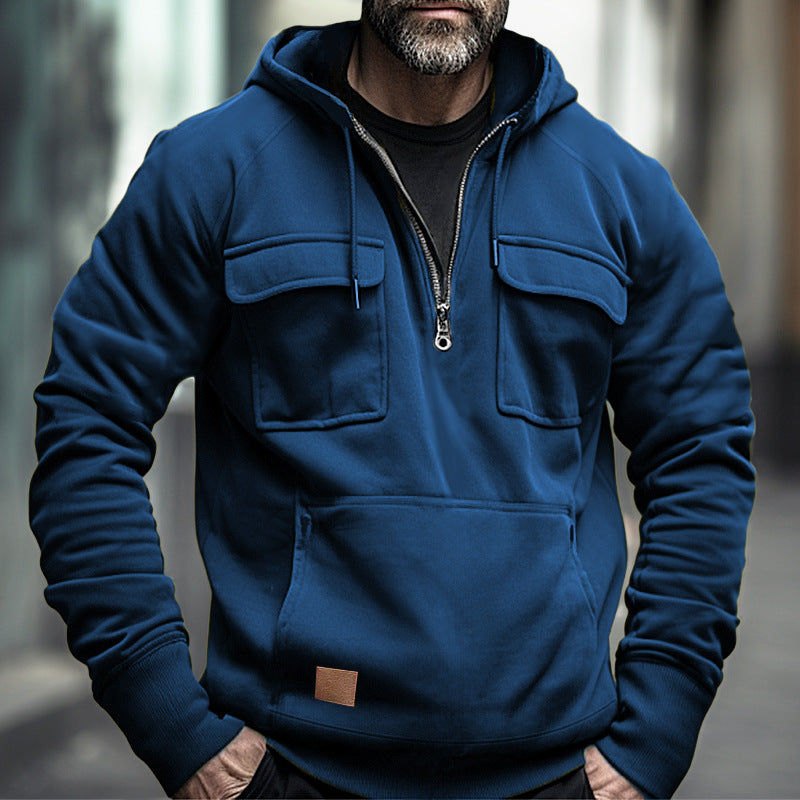 Herren funktionaler Kapuzenpullover mit doppelt aufgesetzten Taschen Echoarchiv