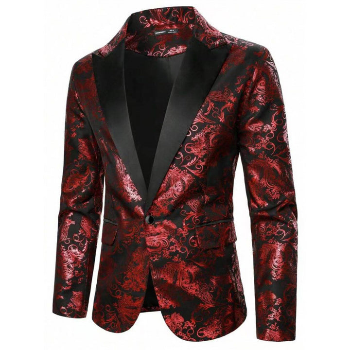 Herren Eleganter Smokingblazer mit floralem Jacquard-Muster Echoarchiv