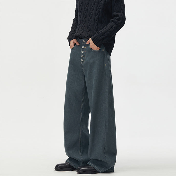 Herren Marlene-Denimhose im ultraweiten Baggy-Cut mit sichtbarer Knopfleiste Echo Archiv