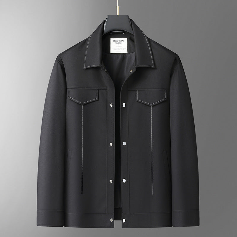 Herren Minimalistische Hemdjacke aus softem Vegan-Kunstleder mit verdeckter Druckknopfleiste Echo Archiv
