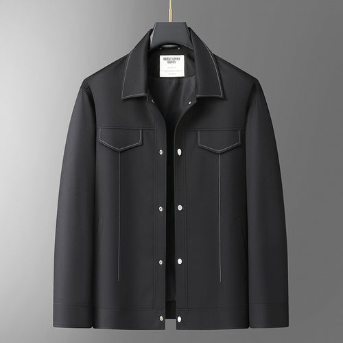 Herren Minimalistische Hemdjacke aus softem Vegan-Kunstleder mit verdeckter Druckknopfleiste Echo Archiv