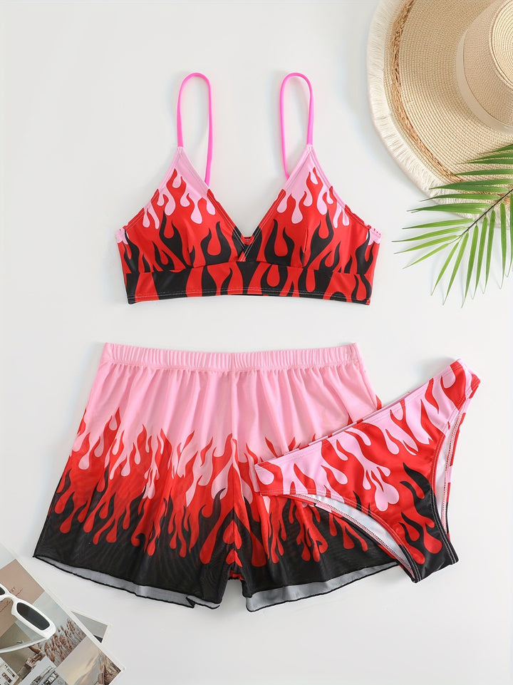 Damen Triangel-Bikini mit aufregendem Flammenmuster Echo Archiv