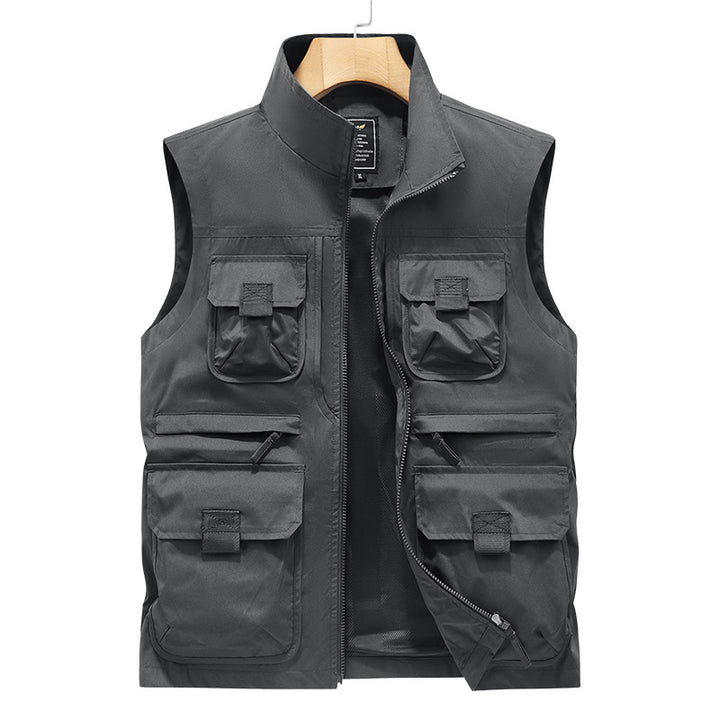 Herren Outdoor-Multitaschenweste mit Schnellzugriffstaschen und Stehkragen – Marzano