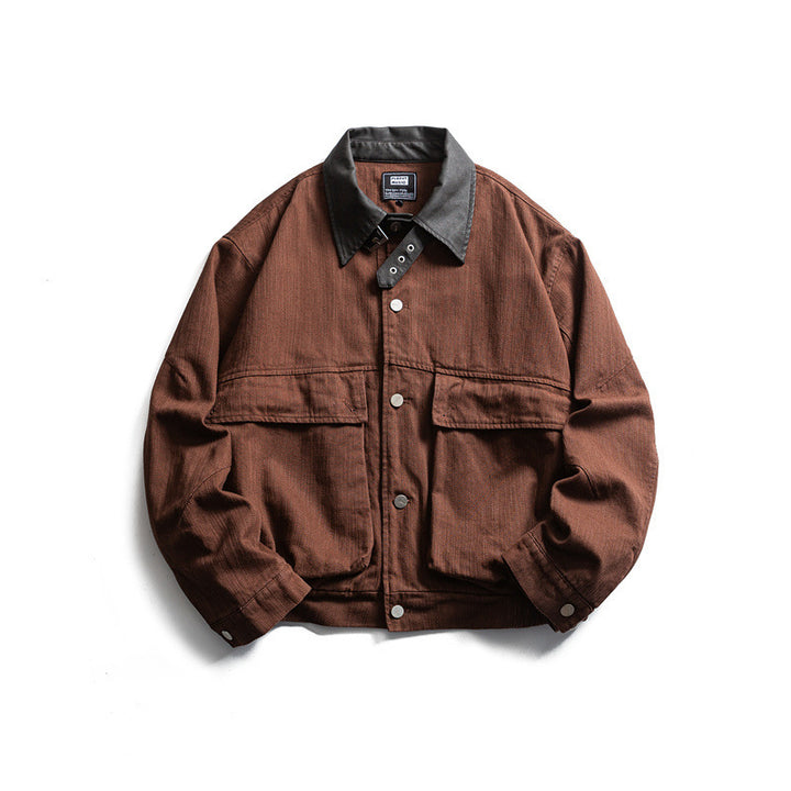 Herren Boxy-Worker-Canvasjacke mit Cordkragen, Druckknopfleiste und aufgesetzten Pattentaschen Echo Archiv