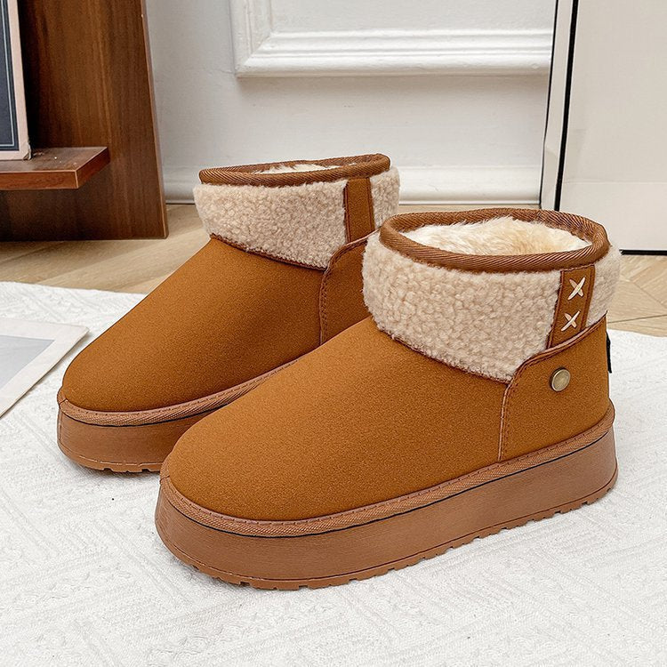 Damen Gefütterte Plateau-Stiefelette mit Teddykragen und Slip-On-Schaft Echo Archiv